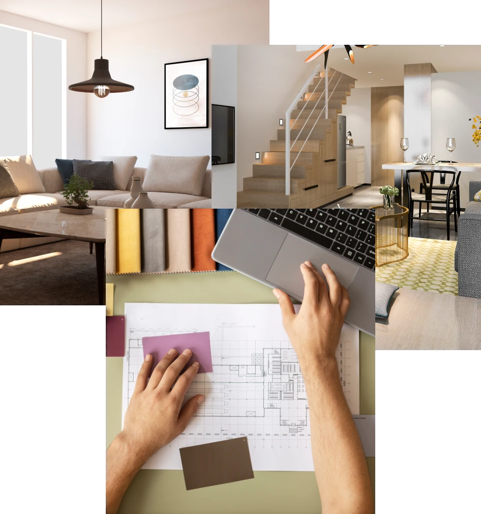 a collage of different pictures of a house.